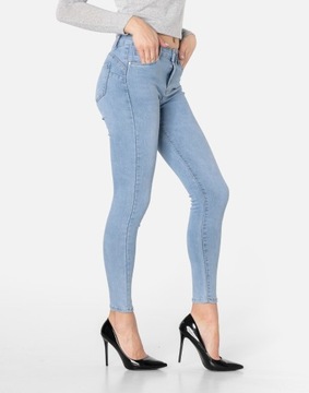 Spodnie Jeansy Jasne Niebieskie Rurki Push-Up Damskie Wysoki Stan 3711 78cm