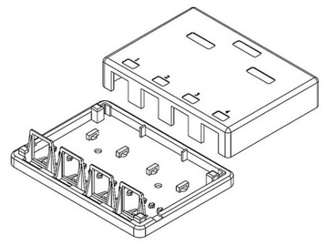 Коробка для поверхностного монтажа, 4 порта KEYSTONE DELOCK