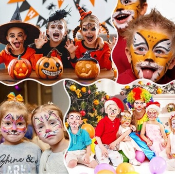 НАБОР КРАСОК ДЛЯ КРАСКИ ДЛЯ ЛИЦА ТЕЛО 15 ЦВЕТОВ + 2 КИСТОЧКИ