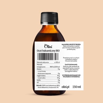 Ocet balsamiczny BIO 100% Naturalny z Włoch głęboki smak Olini