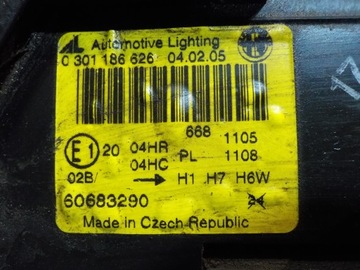ALFA ROMEO GT 05R SVĚTLO PRAVÁ PŘEDNÍ 60683290 0301186626