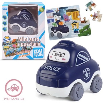 MINI AUTKO POLICJA DLA MALUCHA + PUZZLE 20 EL EDU&FUN