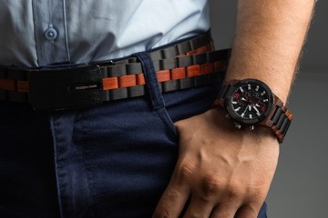 MUCHA DREWNIANA POSZETKA BROSZKA ZESTAW JEANS NOWOCZESNA PREZENT DLA NIEGO