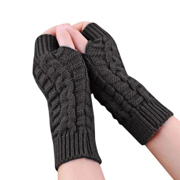 Ocieplacze Rękawiczki bez palcy Czarne Cieplutkie