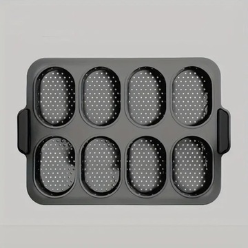 БОЛЬШАЯ СИЛИКОНОВАЯ ФОРМА НА 8 БУЛОЧЕК ПЕРФОРИРОВАННЫЙ ПРОТИВЕНЬ С АНТИПРИГАРНЫМ ПРОТИВНИКОМ