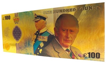 KRÓL KAROL III Pozłacany Banknot 100 Funtów