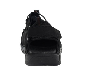 Czarne skórzane sandały trekkingowe męskie z gumowym noskiem ROZ. 43