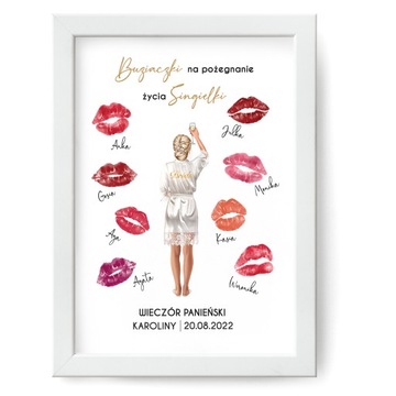 Ramka WIECZÓR PANIEŃSKI na odcisk ust PLAKAT A4