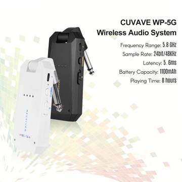 Ammoon MD-5G A8 Беспроводная гитарная система 5,8G 2,4G перезаряжаемый передатчик