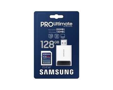 Карта памяти Samsung SD PRO Ultimate 128 ГБ MB-MY128S со считывателем