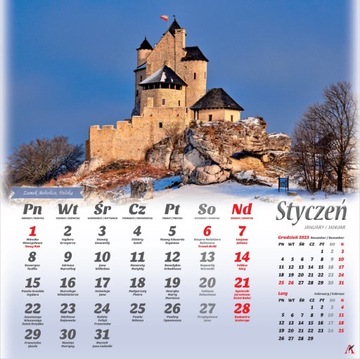 Kalendarz 2024 ścienny 2024 ZAMKI I PAŁACE 33x33cm