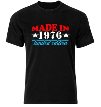 Koszulka urodziny męska MADE IN 1976 czarna