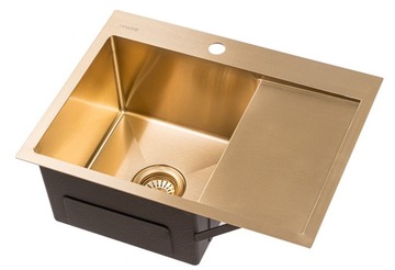 Zlewozmywak stalowy zlew gold złoty + syfon sitko