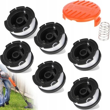 SZPULA WYMIENNA ŻYŁKA 6SZT DO BLACK&DECKER +OSŁONY
