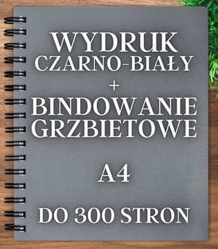Druk czarno-biały A4 do 300str + bindowanie