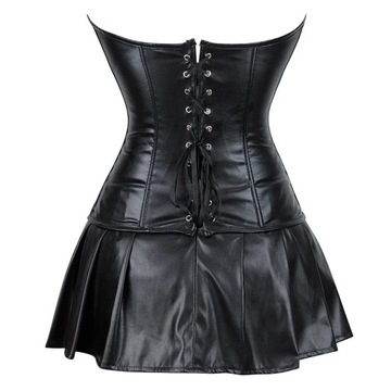 Black Faux Leather Corset Dress Women Body Shapewe