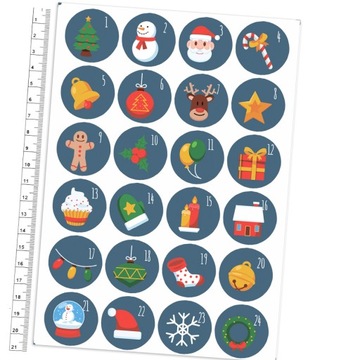 KALENDARZ ADWENTOWY a5 24 NAKLEJKI ŚWIĄTECZNE 02