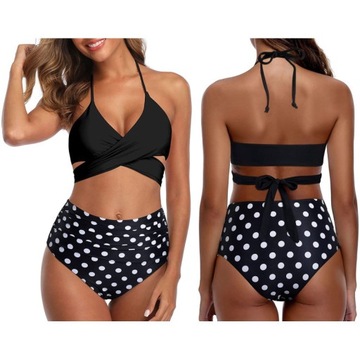 WYSOKI STAN STRÓJ KĄPIELOWY DWUCZĘŚCIOWY KOSTIUM DAMSKI BIKINI