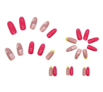 Искусственные ногти нагнетающие овальные французские обнаженные сами -гристые цветы