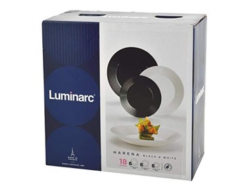 LUMINARC serwis obiadowy HARENA 18 el biało-czarny