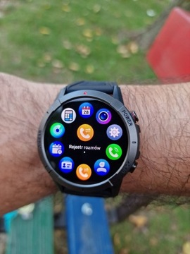 CZARNY SMARTWATCH ZEGAREK MĘSKI AMOLED ROZMOWY POMIARY SPORT WODOODPORNY PL