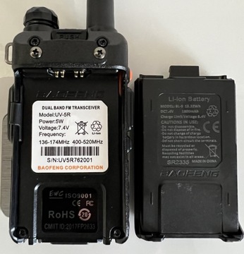 Radiotelefon Krótkofalówka BAOFENG UV-5R + Kabel do program. Instrukcja PL