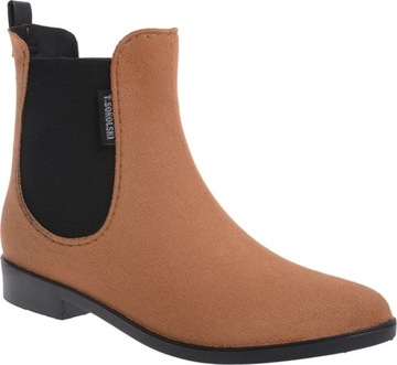 KRÓTKIE KALOSZE DAMSKIE ZAMSZOWE SZTYBLETY camel37