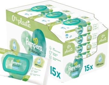 Chusteczki nawilżane Pampers Harmonie 15 x 48 szt 0 Plastiku