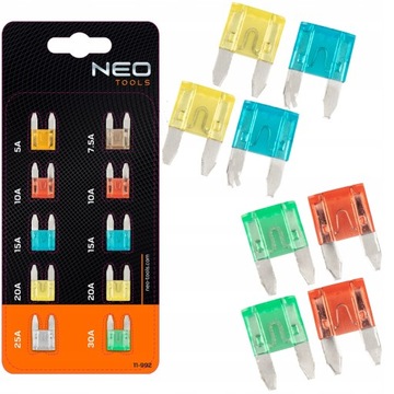 NEO TOOLS ZESTAW BEZPIECZNIKÓW SAMOCHODOWYCH, 10 SZT TOPEX BLISTER 11-992