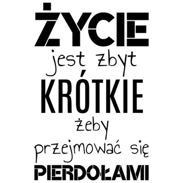 NAKLEJKA NA ŚCIANĘ NAPIS CYTAT ŻYCIE JEST ZBYT KRÓTKIE | W19