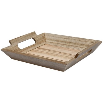 TACA DEKORACYJNA drewniana MDF z uchwytam Wymiary: 23 x 20 x 4,5 cm BEŻOWA