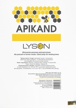 АПИКАНД 1кг ТОРТ кормовой ДЛЯ пчел ТОРТ пищевой 1кг