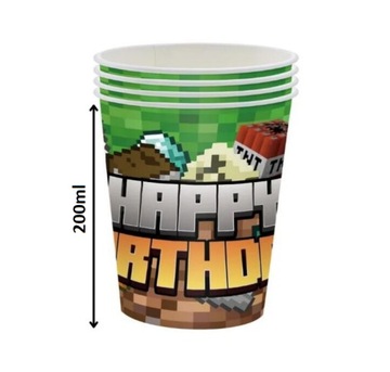 НОВЫЕ ТАРЕЛКИ И КРУЖКИ НАБОР НА ДЕНЬ РОЖДЕНИЯ MINECRAFT 20 ЭЛЕМЕНТОВ ТНТ