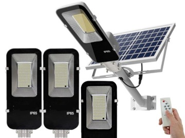 3x Lampa Ogrodowa Uliczna Solarna Naświetlacz Halogen LED Czujnik Pilot