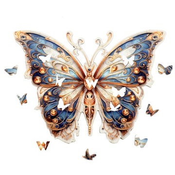 PUZZLE DREWNIANE MOTYL 140 elementów BŁYSZCZĄCY MOTYL ROZMIAR L