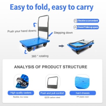 ТРАНСПОРТНАЯ ТЕЛЕЖКА СКЛАДНАЯ ПЛАТФОРМА Синяя