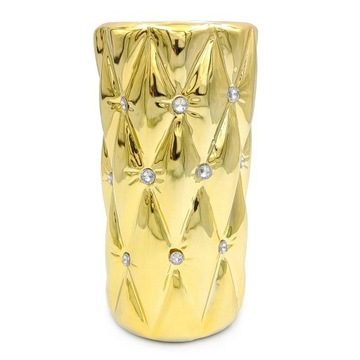 WAZON NA KWIATY CERAMICZNY Z KRYSZTAŁKAMI ZŁOTY GLAMOUR