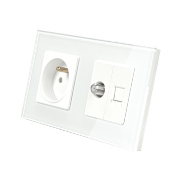 GNIAZDO SZKLANE ELEKTRYCZNE KOMPUTEROWE RJ45 + SAT