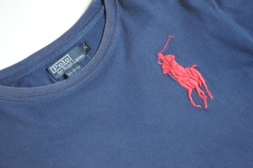 RALPH LAUREN Granatowy t-shirt duże logo M