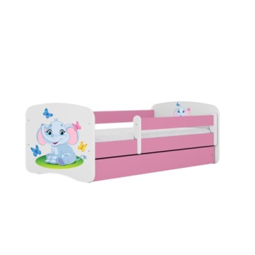 Ліжко babydreams рожеве слоник з шухлядою матрац латексний 140/70