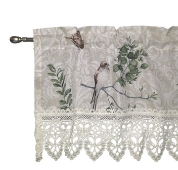 ZAZDROSTKA ORNAMENT okno retro ptak motyl beż koronka 30 x 90
