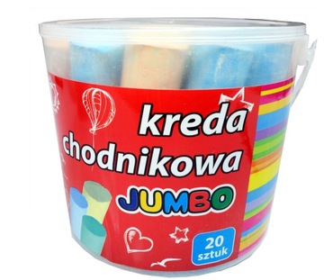KREDA CHODNIKOWA KOLOROWA JUMBO GRUBA OKRĄGŁA W WIADERKU DZIECI