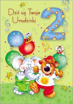Kartka na drugie urodziny 2 latka zabawna DZ16