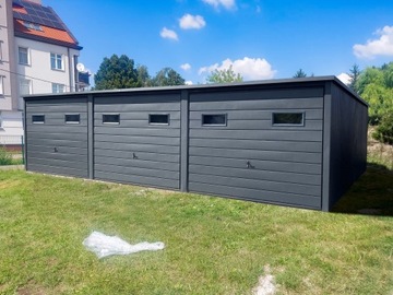 Гараж из листового металла 6х8м Дуб Графит | Жестяные гаражи