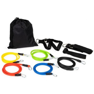 Gumy Oporowe Do Ćwiczeń 5 szt. Zestaw Gum Ekspanderów + Rączki Uchwyty