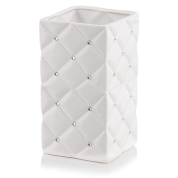 Biały wazon ceramiczny z kryształkami glamour