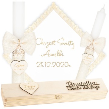 КРЕЩЕНСКАЯ СВЕЧА + КОРОБКА * НАКЛАДКА И КРЕЩЕСТВЕННАЯ СВЕЧА ВЫШИВКА + ГРАВИРОВКА