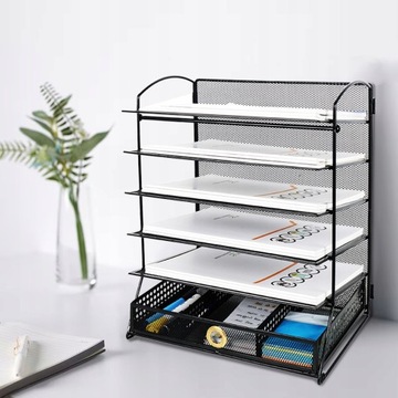 Практичный и элегантный органайзер для документов, сортировщик, 5 полок + ящик.