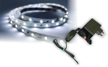 MCJ Taśma LED 1m (2,4W/m) ZASILACZ BIAŁY ZIMNY