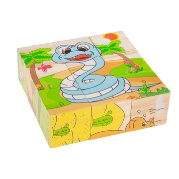 ДЕРЕВЯННЫЕ ПАЗЛЫ БЛОКИ ЖИВОТНЫЕ ПАЗЛ 6 В 1 Зоопарк для детей 9 элементов